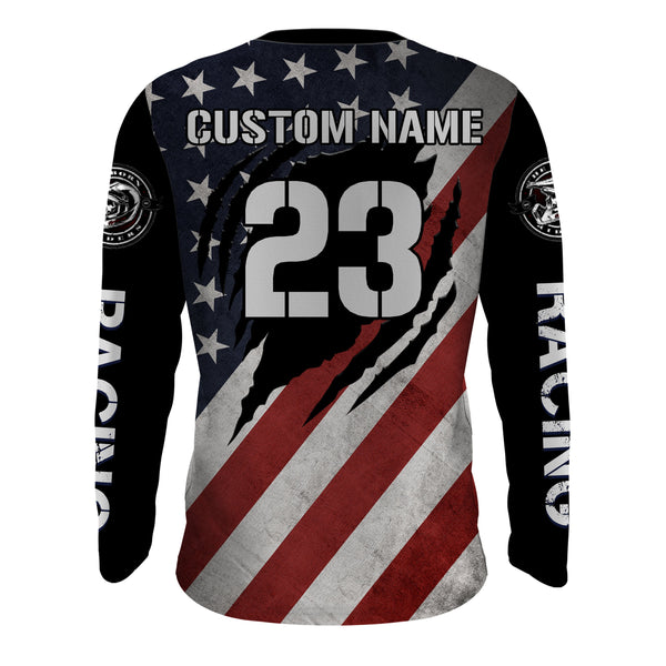 American Flag Motocross Jersey Upf30+ Patriotic Adult&Kid MX Racing Jersey Custom Motorcycle Shirt XM94