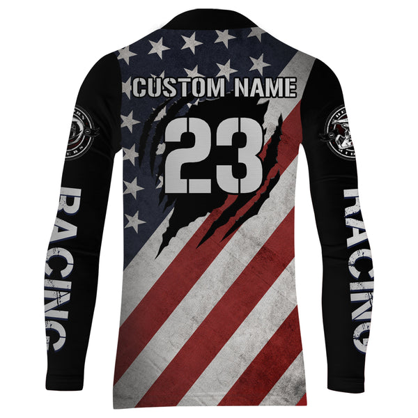 American Flag Motocross Jersey Upf30+ Patriotic Adult&Kid MX Racing Jersey Custom Motorcycle Shirt XM94