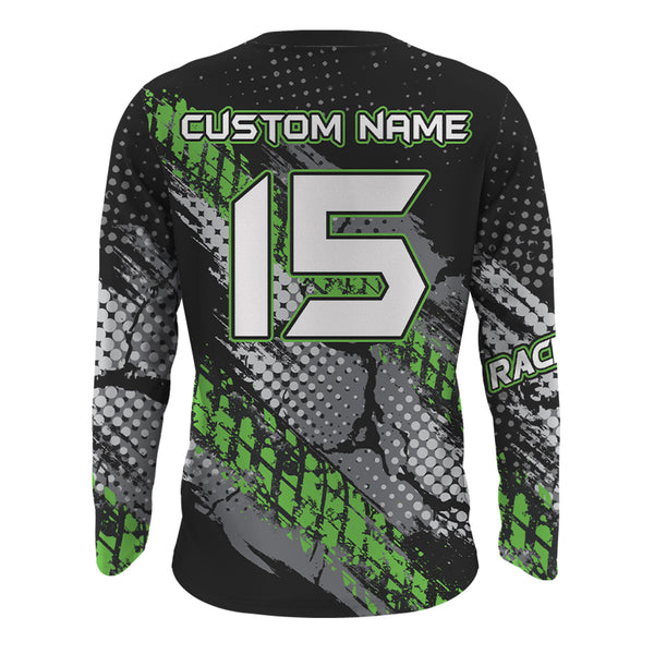 ATV Motocross Jersey Green UPF30+ Kid Men Quad Bike Shirt ATV Racing Off-Road Jersey MX53