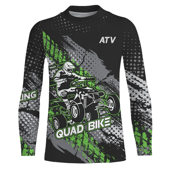 ATV Motocross Jersey Green UPF30+ Kid Men Quad Bike Shirt ATV Racing Off-Road Jersey MX53