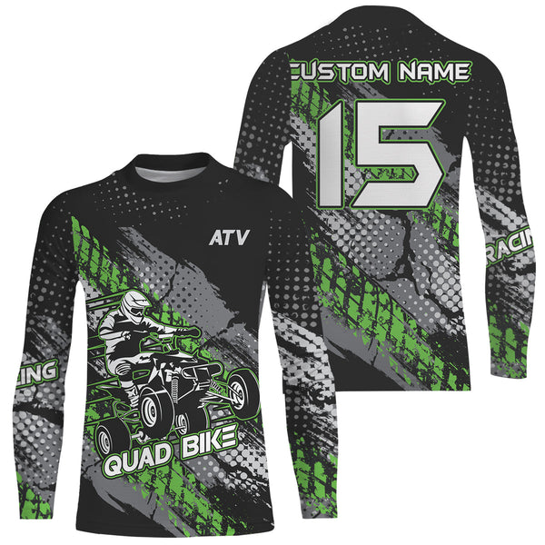 ATV Motocross Jersey Green UPF30+ Kid Men Quad Bike Shirt ATV Racing Off-Road Jersey MX53