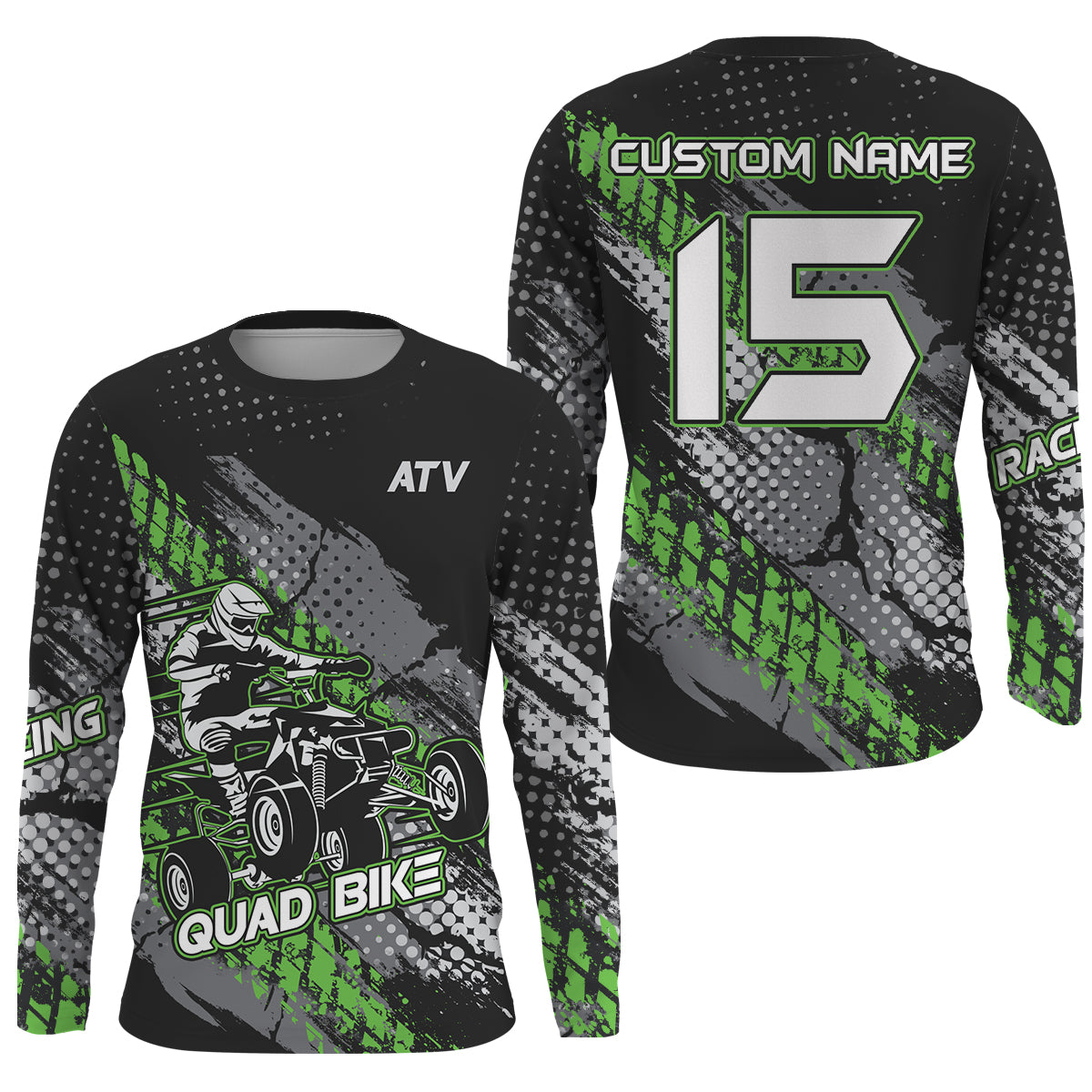 ATV Motocross Jersey Green UPF30+ Kid Men Quad Bike Shirt ATV Racing Off-Road Jersey MX53