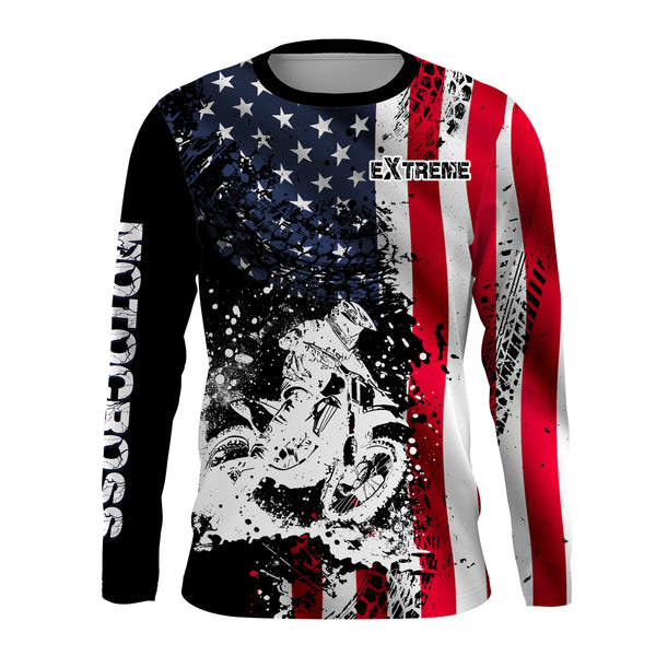 American Flag Motocross Jersey UPF30+ Kid Men Women Dirt Bike Shirt Extreme Motorcycle Jersey Patriotic XM23