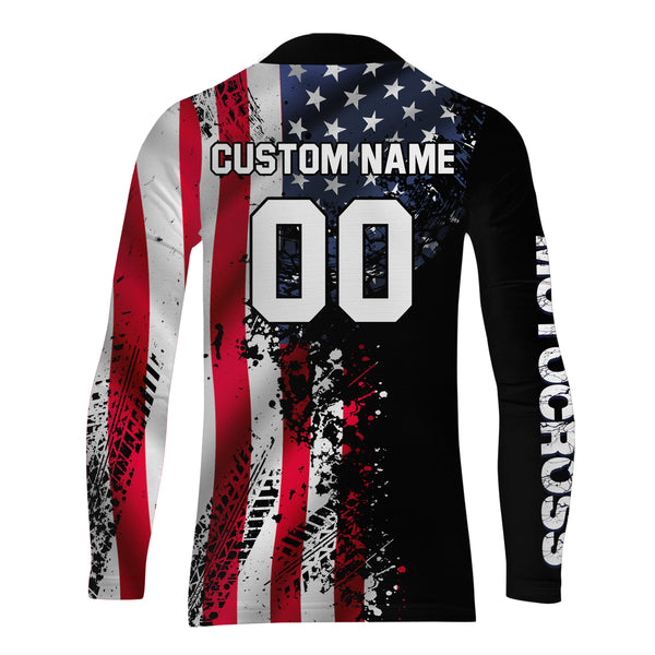 American Flag Motocross Jersey UPF30+ Kid Men Women Dirt Bike Shirt Extreme Motorcycle Jersey Patriotic XM23