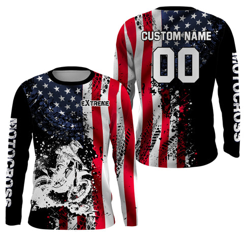 American Flag Motocross Jersey UPF30+ Kid Men Women Dirt Bike Shirt Extreme Motorcycle Jersey Patriotic XM23