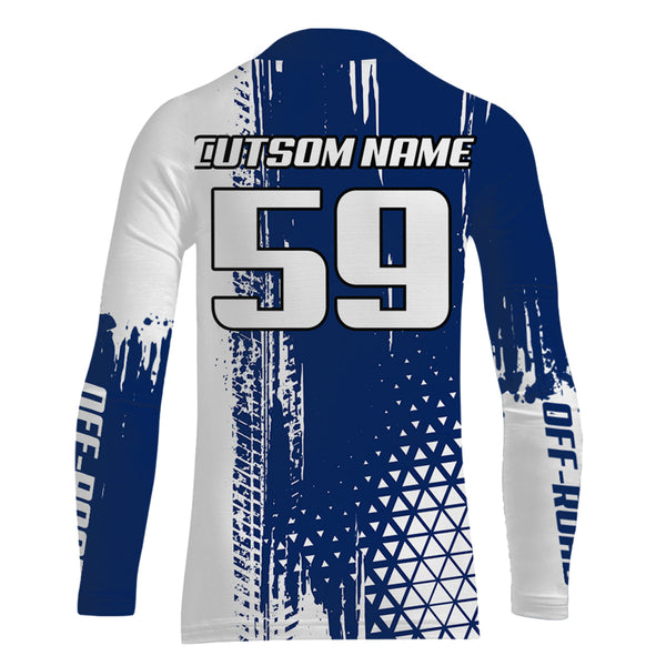 ATV Motocross Jersey UPF30+ Blue Quad Bike Shirt Men Youth Kid Off-road Racing Jersey MX59