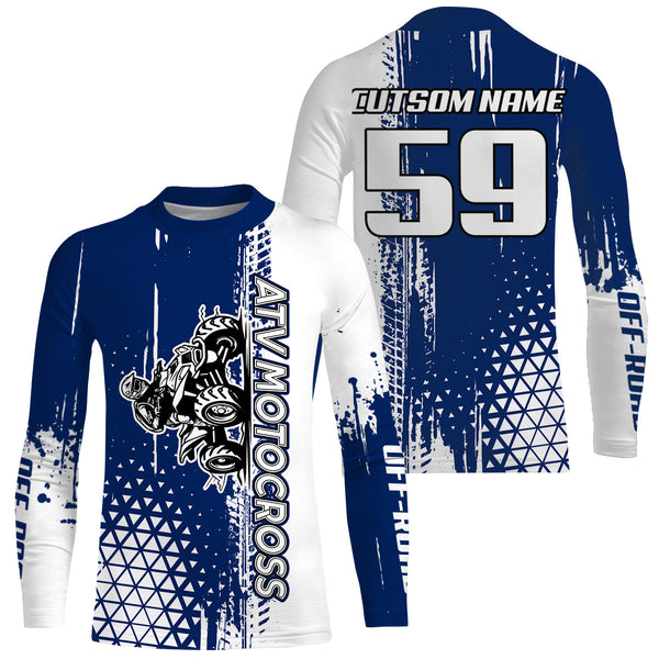 ATV Motocross Jersey UPF30+ Blue Quad Bike Shirt Men Youth Kid Off-road Racing Jersey MX59