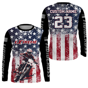 American Flag Motocross Jersey UPF30+ Youth Women Mens Kids Dirt Bike Shirt Patriotic Racing Jersey XM100