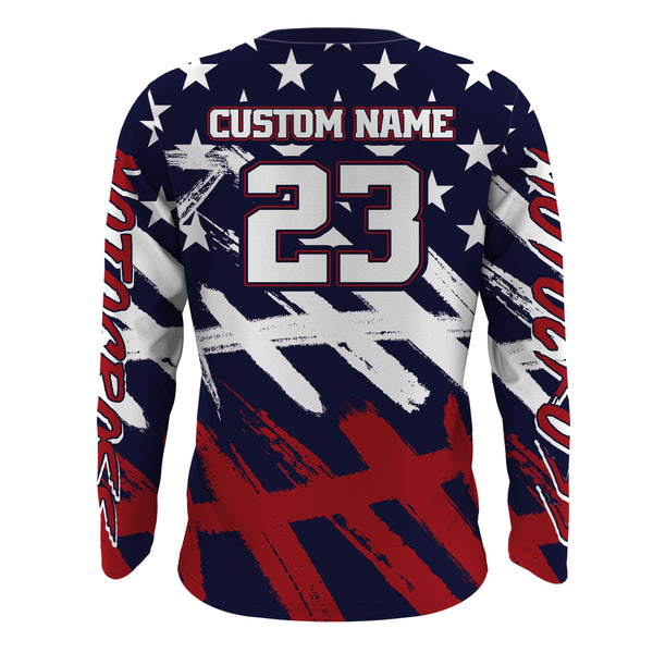 American Flag Motocross Jersey UPF30+ Youth Women Men Kid Dirt Bike Shirt Patriotic Racing Jersey XM103