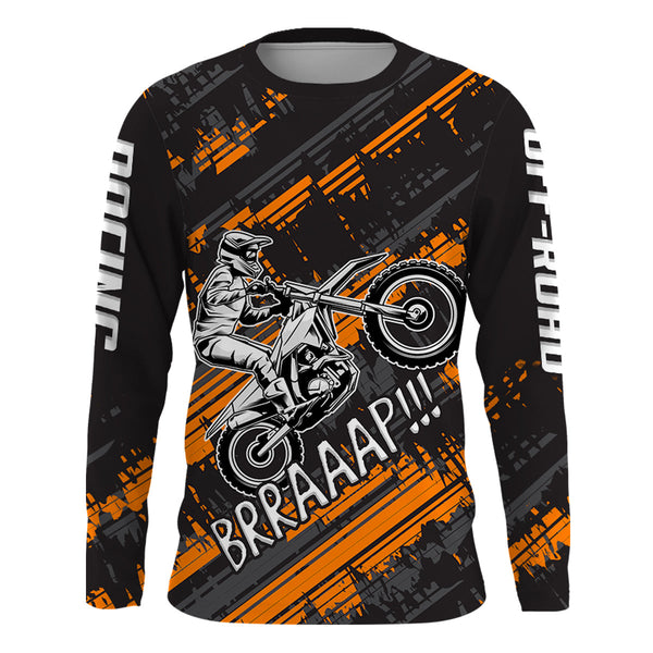 Kid Men Motocross Jersey Personalized UPF 30+ Orange Dirt Bike Shirt MX Racing Jersey XM231