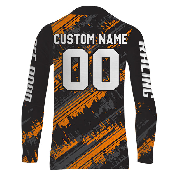 Kid Men Motocross Jersey Personalized UPF 30+ Orange Dirt Bike Shirt MX Racing Jersey XM231