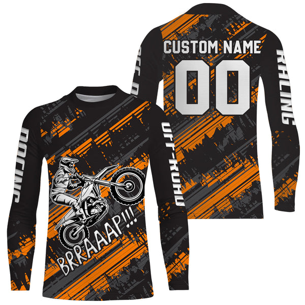 Kid Men Motocross Jersey Personalized UPF 30+ Orange Dirt Bike Shirt MX Racing Jersey XM231