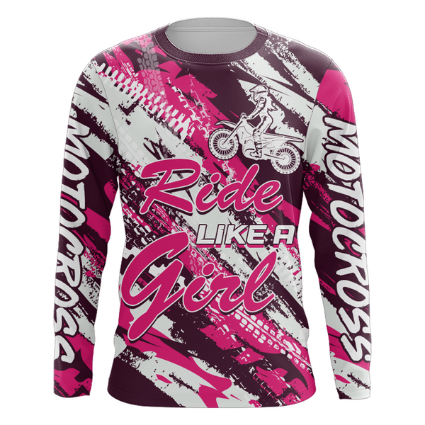 Pink Motocross Jersey Youth Racing UPF30+ Dirt Bike Shirt Girl Women Off-Road Motorcycle XM157