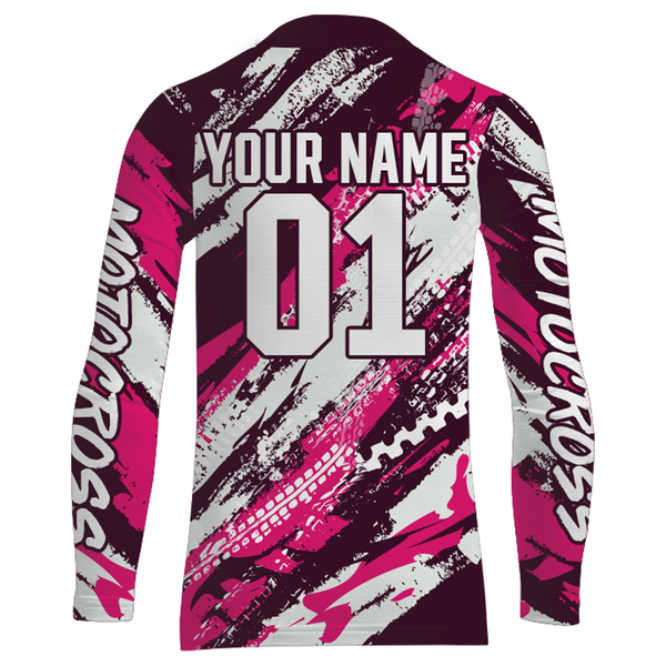 Pink Motocross Jersey Youth Racing UPF30+ Dirt Bike Shirt Girl Women Off-Road Motorcycle XM157