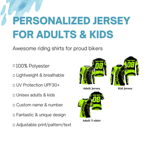 Custom green Dirt Bike youth women men jersey upf30+ off-road motocross racing shirt motorcycle PDT420