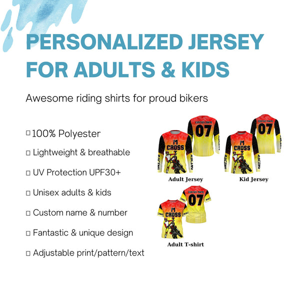 Kids men women custom name&number Motocross racing jersey dirt bike off-road UPF30+ motorcycle PDT121