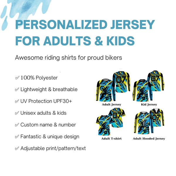 Blue BMX race gear Lightweight UPF30+ sun shirts Custom Kid Youth Adult Cycling BMX racewear| SLC110