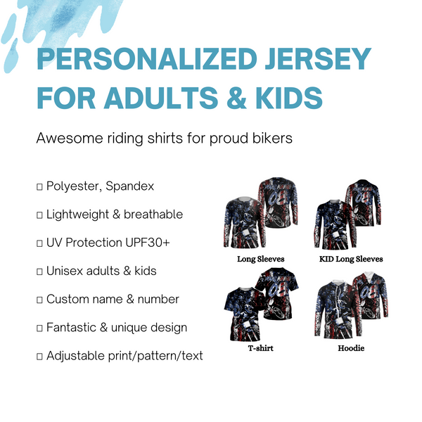 Patriotic MX Jersey Personalized UPF30+ Motocross Racing American Biker Motorcycle US Adult&Kid Jersey| NMS717