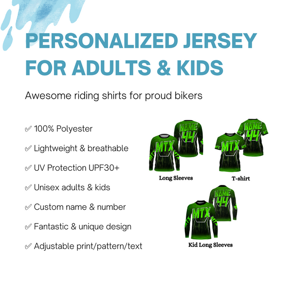 Personalized MTX Jersey UPF30+, Motorcycle Dirt Bike Motocross Racing Off-Road Riders Racewear| NMS430