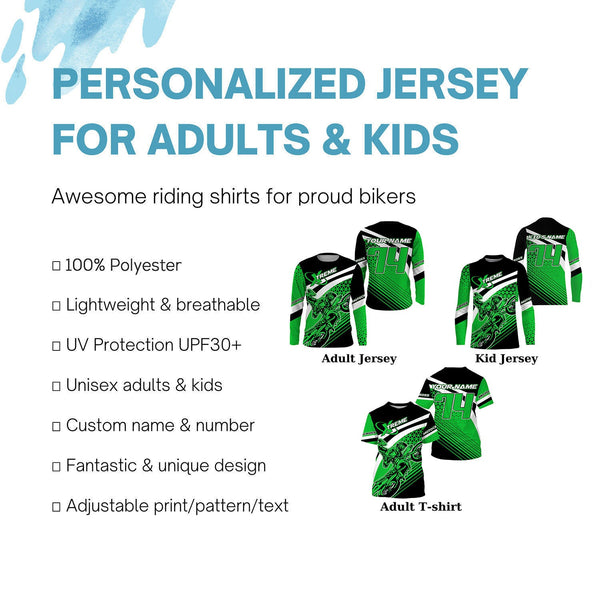 Extreme green Motocross jersey men women kids MX racing UPF30+ dirt bike off-road long sleeves PDT222