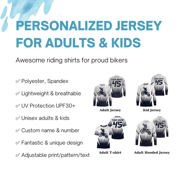 MX racing jersey personalized motocross UPF30+ adult&kid navy dirt bike riders off-road motorcycle| NMS874