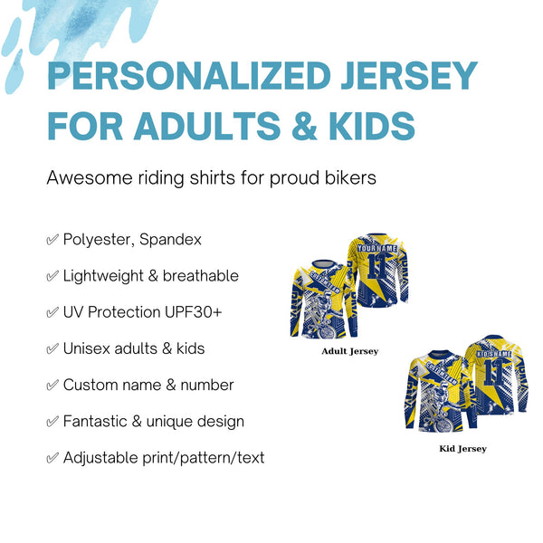 Yellow BMX racing jersey Adult&Kid UPF30+ freestyle riding shirt Extreme Cycling gear| SLC71