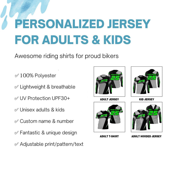 Custom green MTB gear lightweight UPF30+ sun shirt Kid Adult Cycling jersey Mountain Bike racewear| SLC112