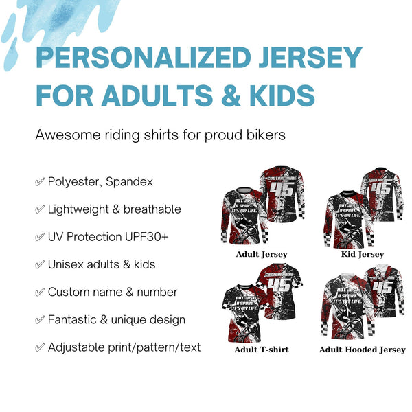 BMX Life Red extreme BMX custom jerseys UPF30+ Off-road shirt Cycling gear BMX clothing youth| SLC83