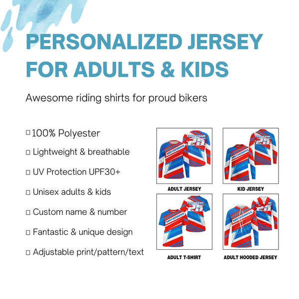 Custom name number motocross jersey UPF30+ kids & adults dirt bike motorcycle off-road racing shirt NMS1034