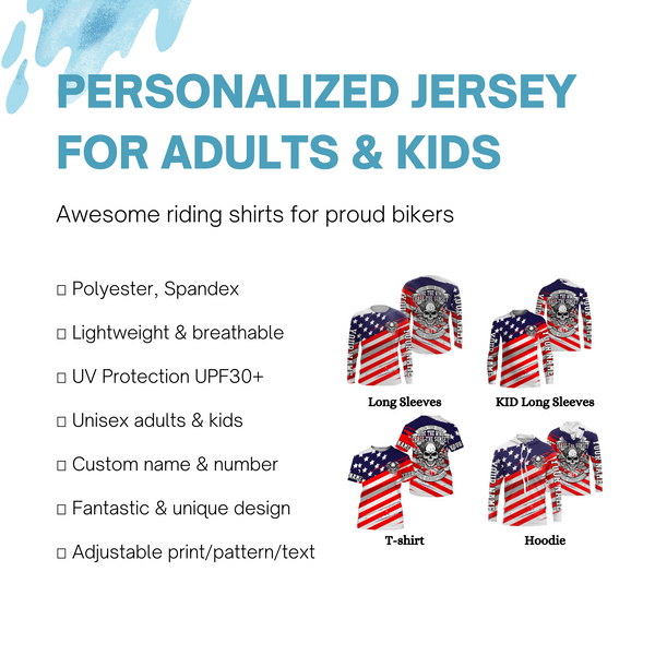 Patriotic Riding Jersey Personalized UPF30+ American Biker Motorcycle Shirt US Racing Jersey Adult&Kid| NMS713