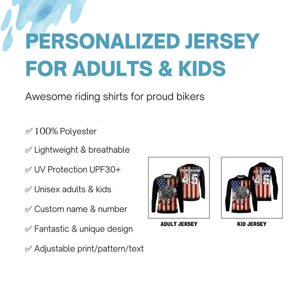 Extreme Motocross personalized jersey UPF30+ US flag Patriotic motorcycle long sleeves dirt bike NMS1060