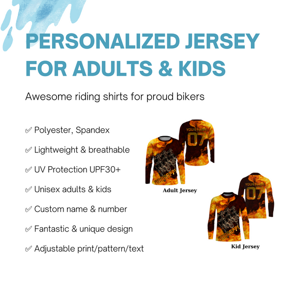 Brap Custom Motocross Jersey UPF30+ Adult&Kid 3D Fire Dirt Bike Racing Off-Road MX Motorcycle Shirt| NMS847