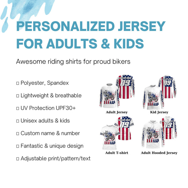 US flag Brap custom motocross jersey kid men women UPF30+ dirt bike Patriotic offroad motorcycle NMS964