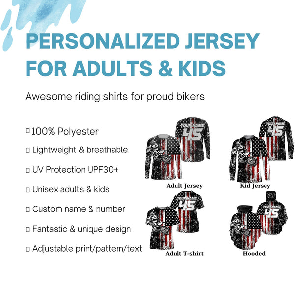 custom Dirt Bike jersey kid adult upf30+ American motocross off-road shirt motorcycle patriotic PDT436