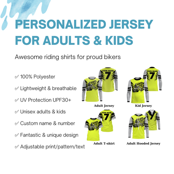 Custom dirt bike jersey Send It green UPF30+ men women kid motocross racewear off-road motorcycle NMS971