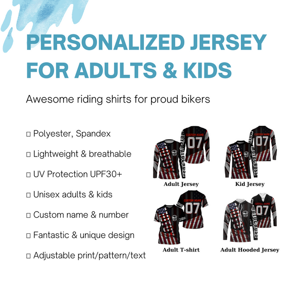 Custom Motocross Jersey UPF30+ American Dirt Bike MX Racing Jersey Adult&Kid Off-Road Motorcycle| NMS771