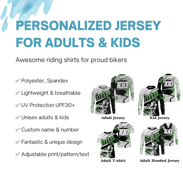 MTB riding jersey Custom green mountain biking shirts UPF30+ off-road Cycling adult&kid racewear| SLC44