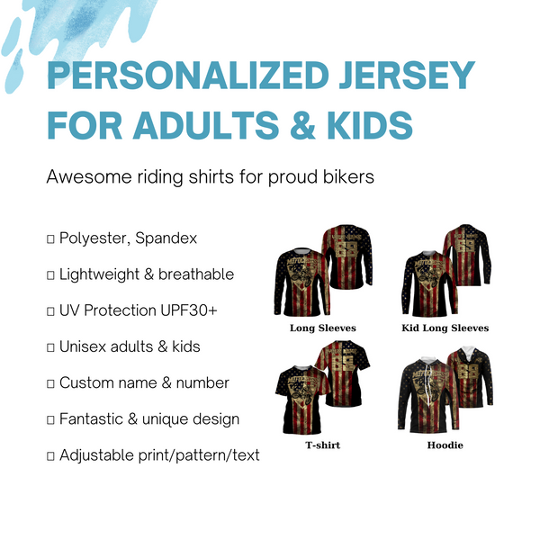 US Motocross Jersey Personalized UPF30+ Adult&Kid Patriotic Motocross Racing Motorcycle Offroad Riders| NMS724