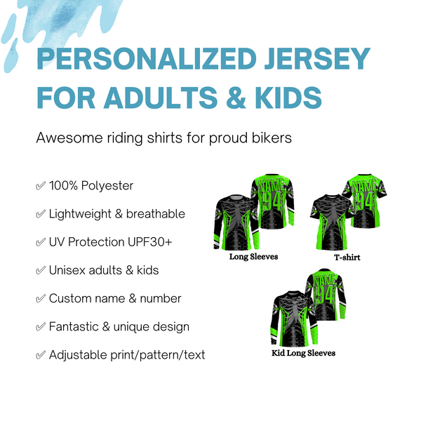 Personalized Racing Jersey UPF30+, Cool Bone Motorcycle Motocross Off-Road Riders Racewear| NMS436