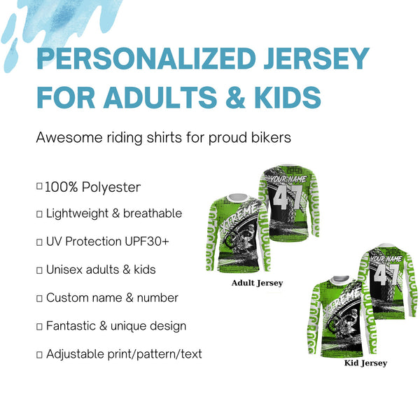 Green MX Jersey Personalized UPF30+ Extreme Dirt Bike Shirt Kid Men Women Off-Road Motorcycle PDT452