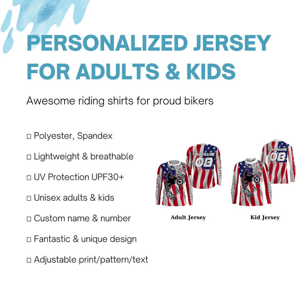 American Flag Motocross jersey custom name UV protective adult&kid dirt bike sprocket off-road| NMS900