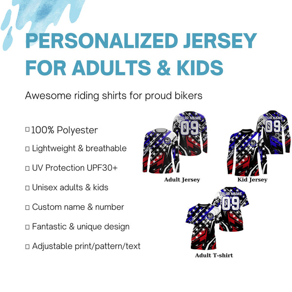 American flag Motocross youth men women jersey UV Live To Ride custom dirt bike shirt Patriotic PDT408