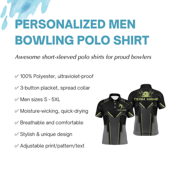 Custom Team Name Bowling Polo Shirt for Men, Bowlers Jersey Short Sleeves NBP28