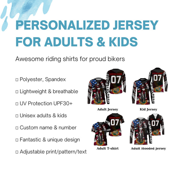 Florida Motocross Jersey Custom Name Number Youth Mens Womens FL Dirt Bike Off Road MotoX Motorcycle| NMS822