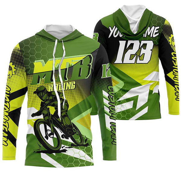 Kids adult MTB jersey UPF30+ mountain bike shirt Green downhill cycling clothes boys girls| SLC249