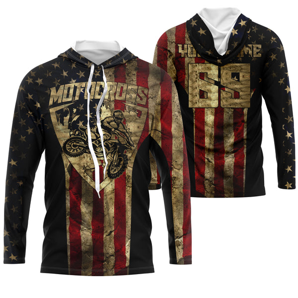 US Motocross Jersey Personalized UPF30+ Adult&Kid Patriotic Motocross Racing Motorcycle Offroad Riders| NMS724