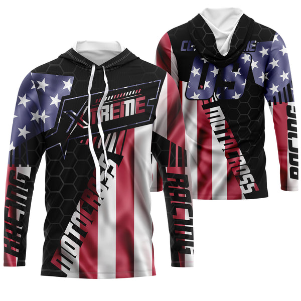 Extreme Motocross Jersey UPF30+ Personalized Patriotic MX Racing Shirt American Dirt Bike Adult&Kid | NMS733