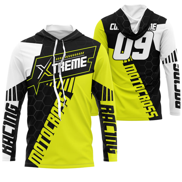 Extreme Motocross Jersey Personalized UPF30+ Racing Shirt Dirt Bike Off-road Biker Motorcycle - Yellow| NMS632