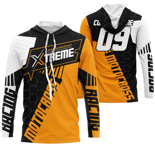 Extreme Motocross Jersey Personalized UPF30+ Racing Shirt Dirt Bike Off-road Biker Motorcycle - Orange| NMS629