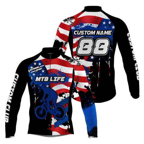 MTB Life Cycling jersey Men Anti-UV Reflective Youth American flag shirt Custom Mountain bike gear| SLC92